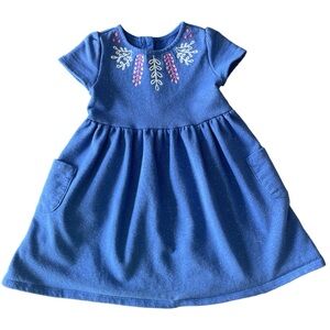 Casual Deep Periwinkle Blue Embroidered Midi Dress